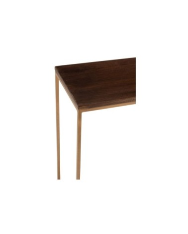 Console en bois de manguier et métal doré, 1 tablette