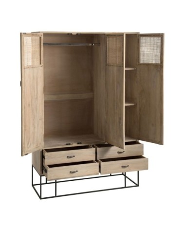 Armoire 3 portes et 4 tiroirs bois de manguier