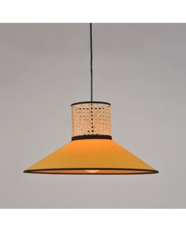 Suspension conique coton/cannage D44cm