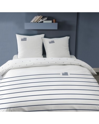 Parure de lit imprimée en coton Blanc 240x220+2x63x63cm