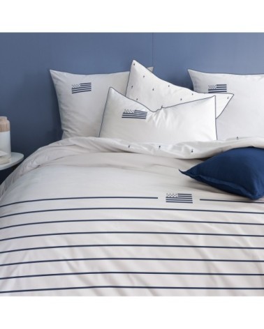 Parure de lit imprimée en coton Blanc 240x220+2x63x63cm