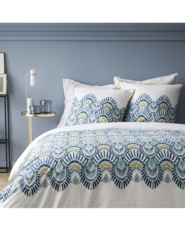 Parure de lit imprimée en coton Blanc 260x240+2x65x65cm