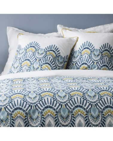 Parure de lit imprimée en coton Blanc 260x240+2x65x65cm