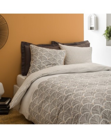 Parure de lit imprimée en coton Blanc 260x240+2x65x65cm