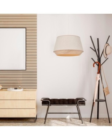 Suspension coton décor effet bois D38cm