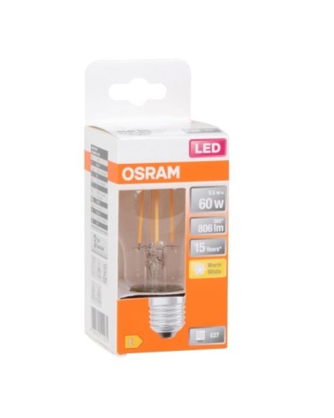 Ampoule LED E27 60W claire, coloris blanc chaud