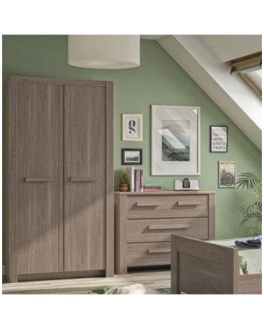 Commode 3 tiroirs effet chêne L107cm