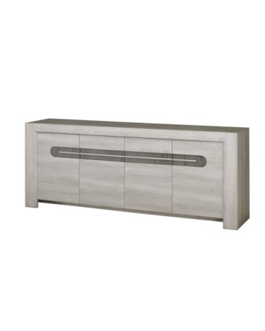 Buffet 4 portes couleur chêne cendré L220cm