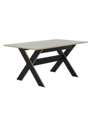 Table à manger rectangulaire décor bois et noir - L160cm