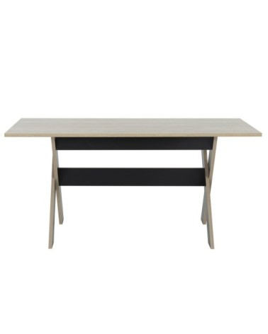 Table à manger rectangulaire décor bois et noir - L160cm