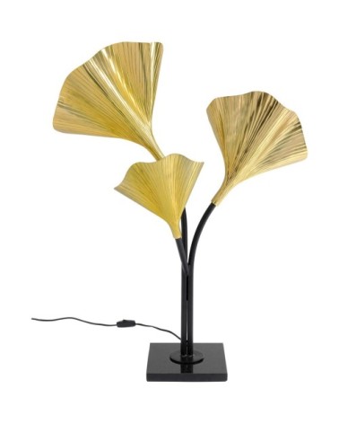 Lampadaire en acier 3 abat-jours feuilles ginkgo dorées H83