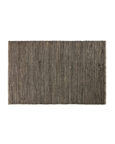 Tapis en coton recyclé noir et jute 140x200