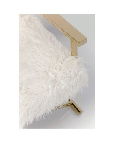 Fauteuil fausse fourrure blanche et acier doré