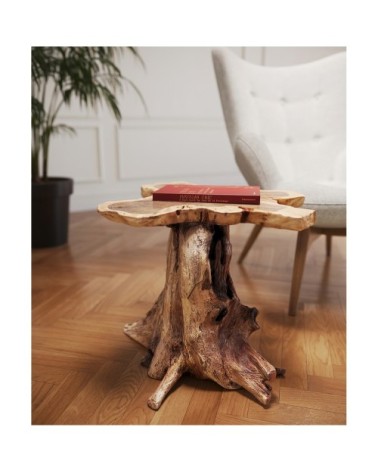 Table d'appoint souche d'arbre en teck massif