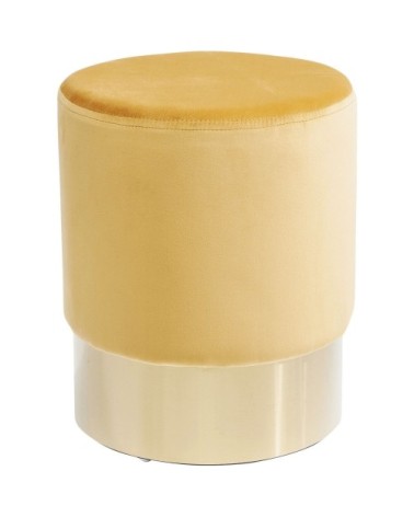 Tabouret en velours ocre et acier doré