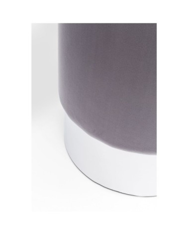 Tabouret en velours gris clair et acier chromé