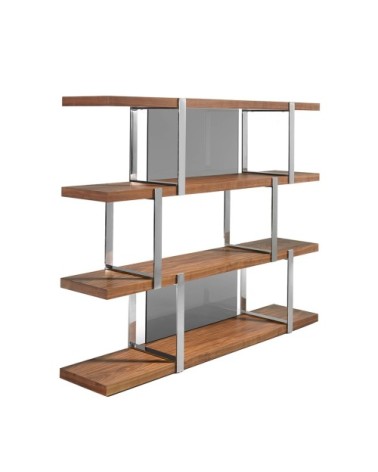 Etagère en noyer et verre noir