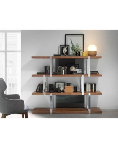 Etagère en noyer et verre noir