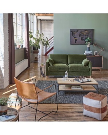 Tapis en coton recyclé noir et jute 140x200