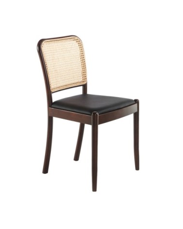 Chaise en croûte de cuir et rotin