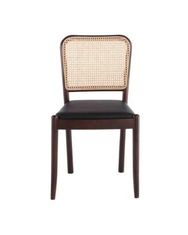 Chaise en croûte de cuir et rotin