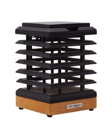 Lampe de table solaire 300 lumens bois/béton H20cm