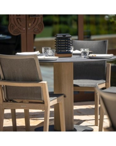 Lampe de table solaire 300 lumens bois/béton H20cm