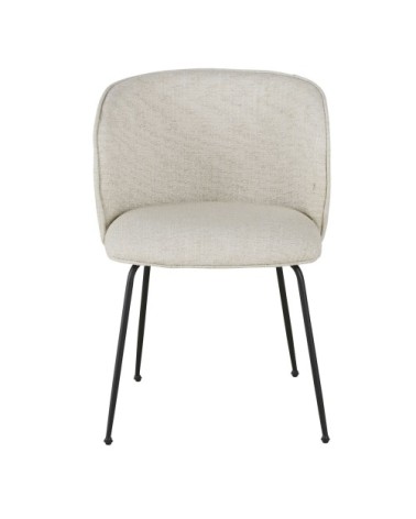 Chaise en polyester recyclé et lin beige et pieds en acier noir