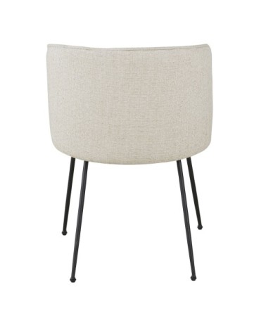 Chaise en polyester recyclé et lin beige et pieds en acier noir