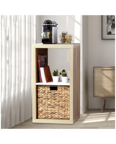 Étagère 2 cases coloris chêne intérieur blanc