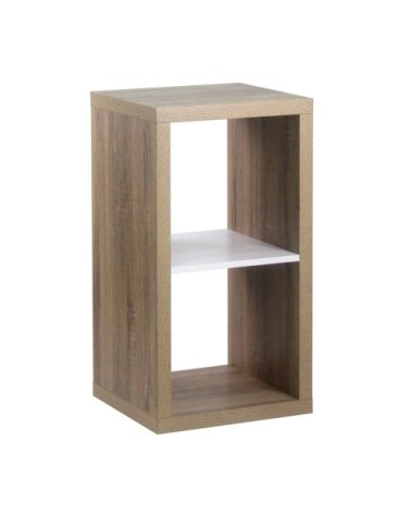 Étagère 2 cases coloris chêne intérieur blanc