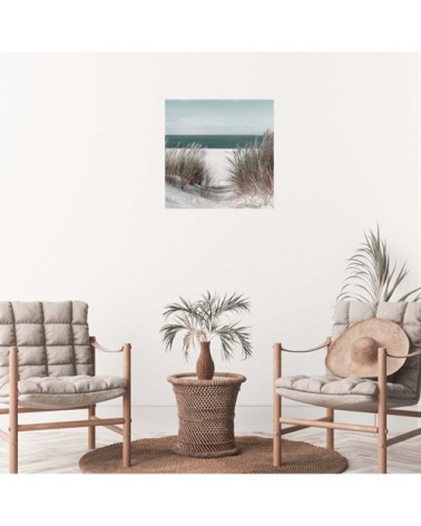 Tableau sur toile plage et roseaux 65x65cm