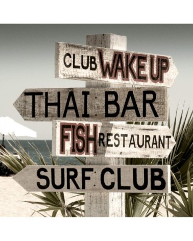 Tableau sur toile directions plage 45x45cm