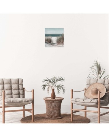 Tableau sur toile plage et roseaux 30x30cm