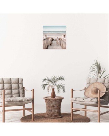 Tableau sur toile escalier de plage 45x45cm