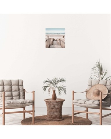Tableau sur toile escalier de plage 30x30cm