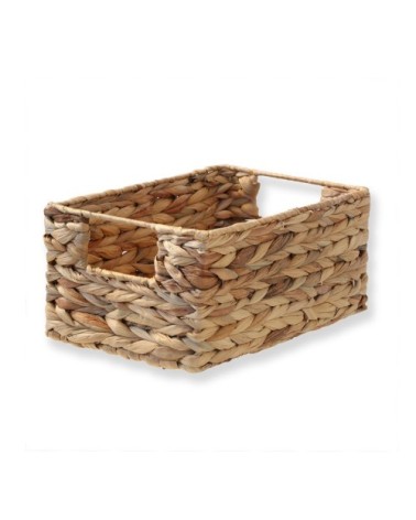 Panier en jacinthe d'eau armature métal - hauteur 13 cm - Beige