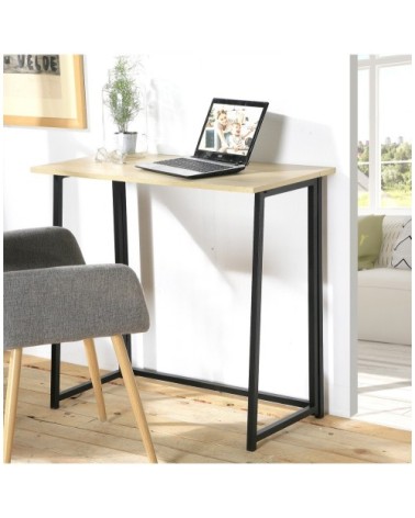 Bureau pliable style industriel - Longueur 80 cm - Marron