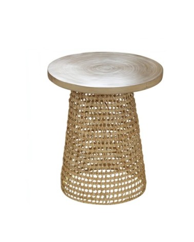 Bout de canapé plateau bambou pied rotin