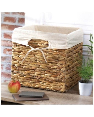 Cube de rangement en jacinthe d'eau - 32x32x32/33cm - Marron