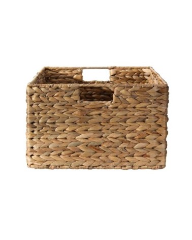 Panier en jacinthe d'eau armature métal - hauteur 20 cm - Beige