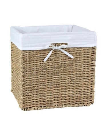 Cube de rangement pliable en jonc de mer 32 x 32 x 32 cm - Marron