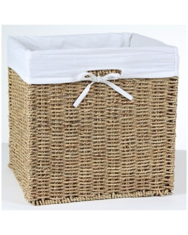 Cube de rangement pliable en jonc de mer 32 x 32 x 32 cm - Marron