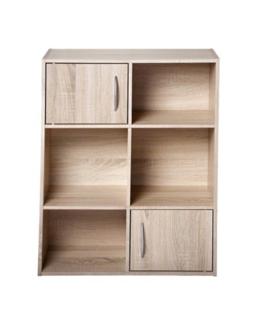 Etagère de rangement 6 cases 2 portes - Marron
