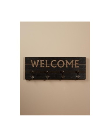 Portemanteau mural bois noir 4 accroches L61cm