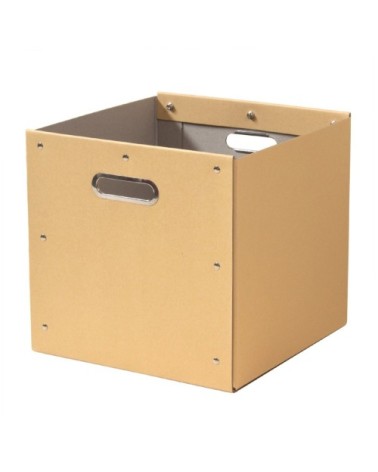 Cube de rangement en kraft finition métal - 28x28x27cm - Beige