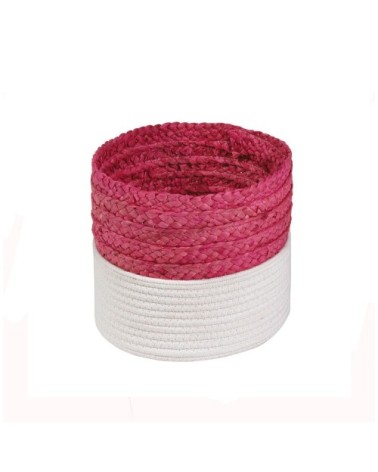 Panier bicolore blanc et rose en corde