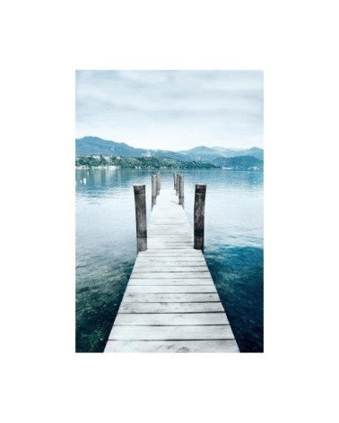 Tableau sur toile ponton et montagne 45x65cm