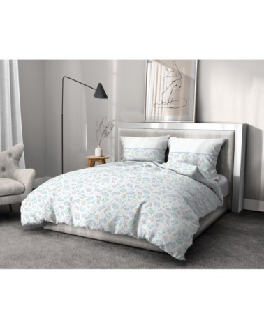 ADONIS Parure de couette 100% coton - Bleu - 240x260 cm