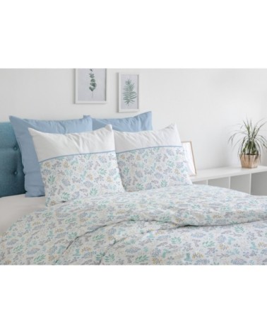 ADONIS Parure de couette 100% coton - Bleu - 240x260 cm